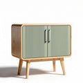 Wooden storage cabinet with green doors for living room 80 x 40 x 70cm