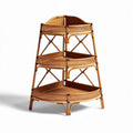 Three-tier corner shelf made of natural bamboo rattan 45 x 45 x 100cm