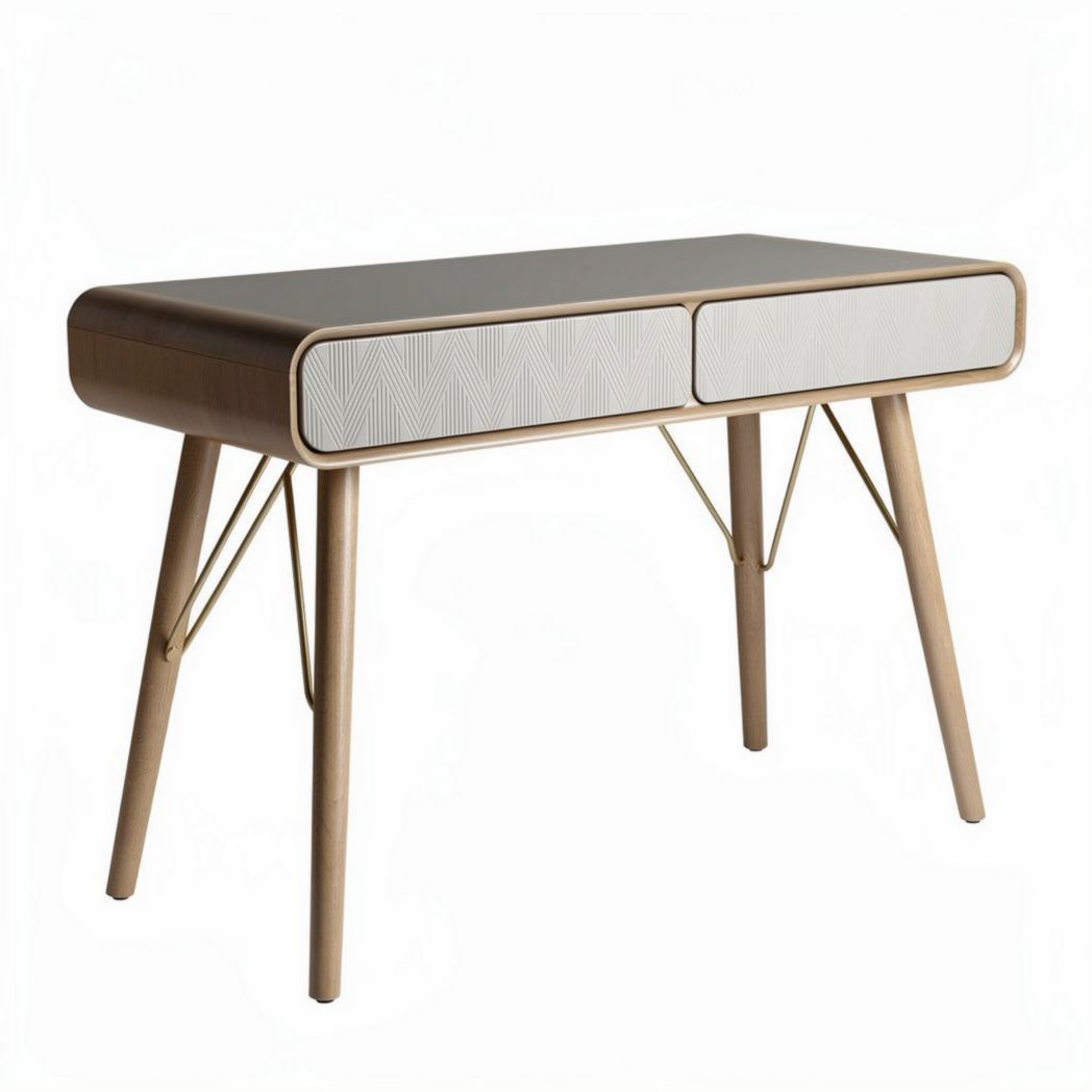 Minimalist wooden writing desk with two drawers 120 x 60 x 75cm