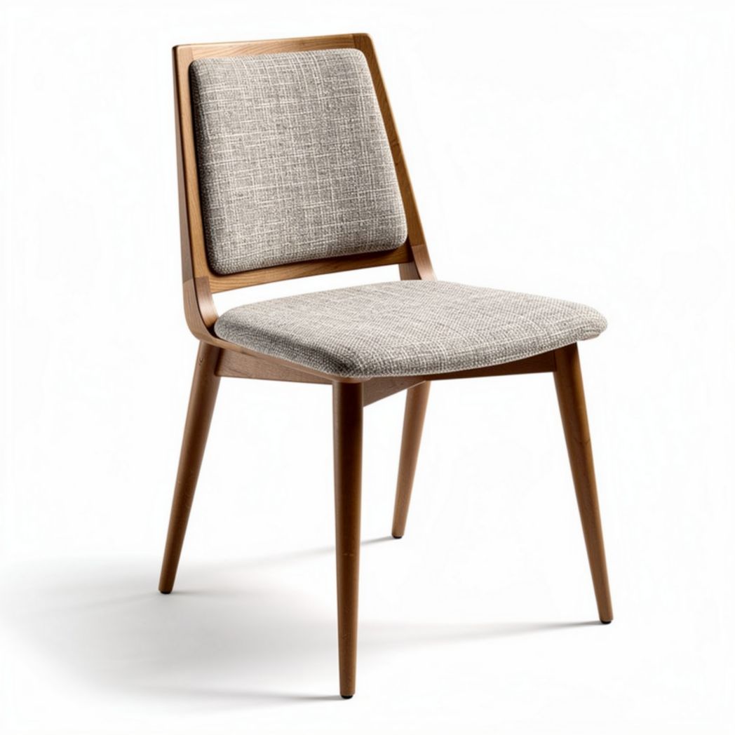 Wooden dining chair with fabric seat in light brown 45 x 45 x 80cm