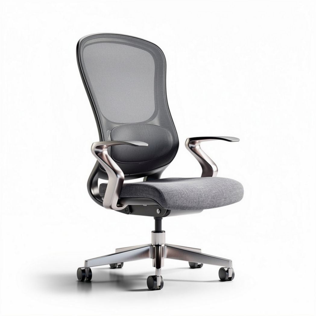 Mesh office chair with adjustable lumbar support and gray seat 50 x 60 x 100cm