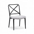 Metal dining chair with fabric seat upholstery in black and gray 40 x 45 x 80cm