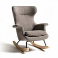 Rocking chair with fabric upholstery and wooden base for living room use