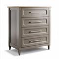 Modern four-drawer storage chest with wooden top and gray finish 80 x 40 x 90cm