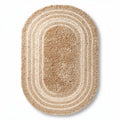 Natural jute oval area rug with striped design suitable for indoor use 80 x 60 x 1cm