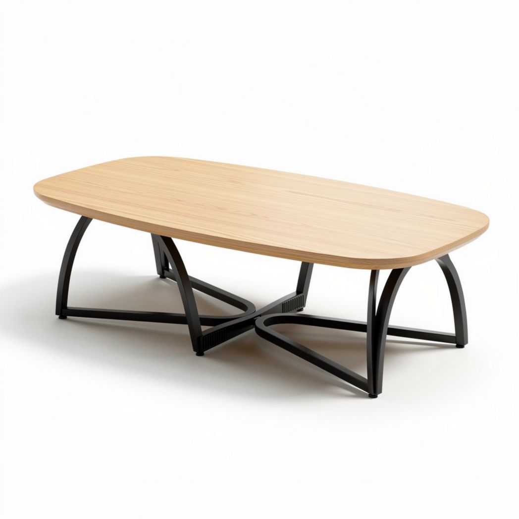 Bamboo coffee table with metal legs 120 x 60 x 45cm for living room use